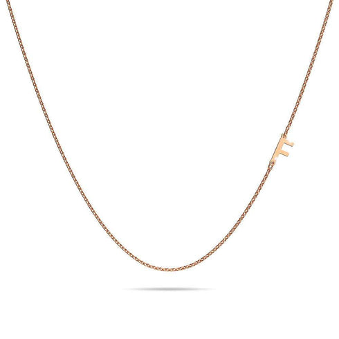 Bold Alphabet Letter Initial Charm Necklace in Rose Gold Tone